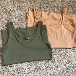 Olive and Tan Women's Tank Tops